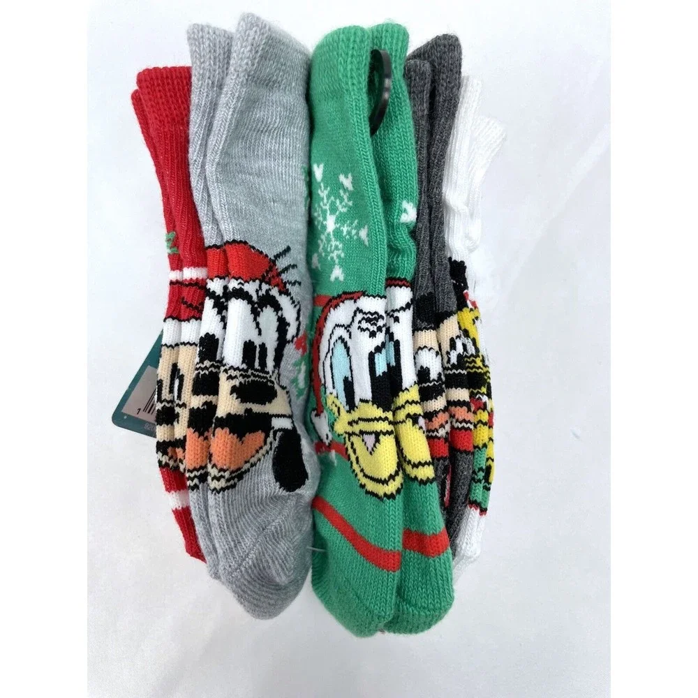 Disney Mickey Mouse Toddler Christmas Crew Socks 4-7 Donald Goofy Pluto 5 Pack
